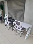 Set ya Dawati na Kiti cha Ofisi Nyeupe - 1
