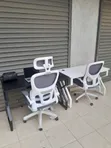Set ya Dawati na Kiti cha Ofisi Nyeupe - 2