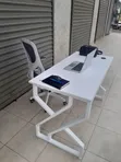 All White Metallic Stand Office Desk - 1