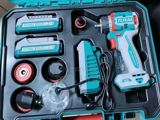 Total 20V Brushless Cordless Impact Drill & Batteries - 1