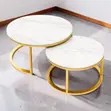 Gold Metal Frame Marble Nesting Coffee Table Set - 1