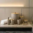 7-in-1 Bathroom Accessories Set with Wooden Top - 1