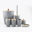 7-in-1 Bathroom Accessories Set with Wooden Top - 3