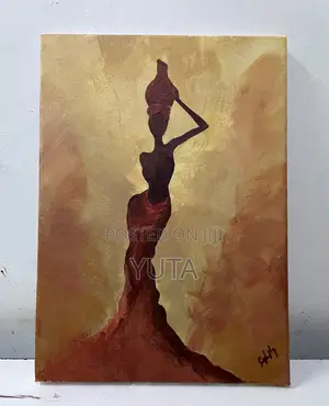 Mchoro wa Uchoraji wa Mwanamke wa Kiafrika kwenye Kanvasi