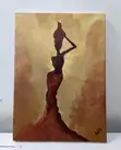 Hand-Painted African Woman Silhouette Canvas Art - 1