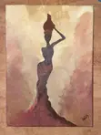 Hand-Painted African Woman Silhouette Canvas Art - 2