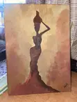 Hand-Painted African Woman Silhouette Canvas Art - 3