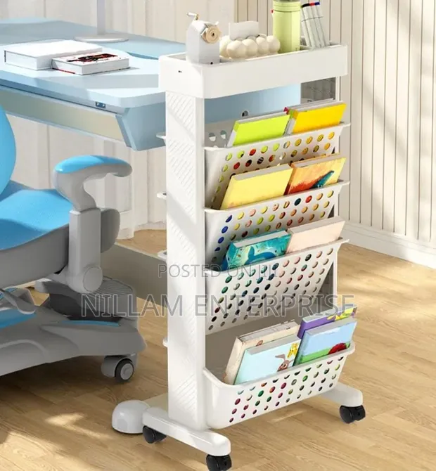 5 Tier Rolling Utility Cart - White - 1