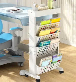 5 Tier Rolling Utility Cart - Nyeupe
