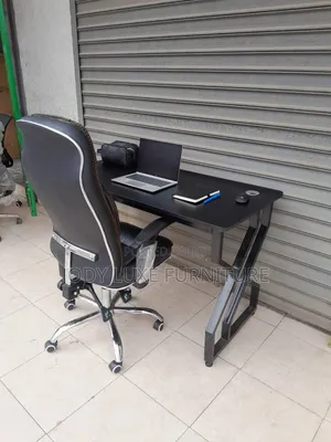 Brand New Black Leather Chairs and Black Desk