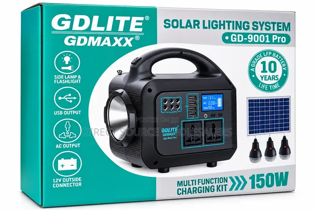 Mfumo wa Taa wa Solar GDLITE GD-9001 Pro 150W na USB & AC Output - 1