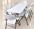 White Foldable 6-Seater Dining Table with Chairs - 1