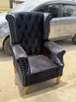 King Size Black Velvet Pedicure Seat na Stool - 1
