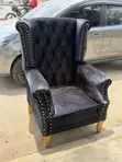 King Size Black Velvet Pedicure Seat na Stool - 2