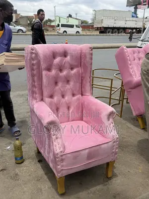 Pink Velvet King Size Pedicure Seat with Gold Frame