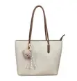 Fashion Tote Bag with Bear Charm - Large PU Leather - 2