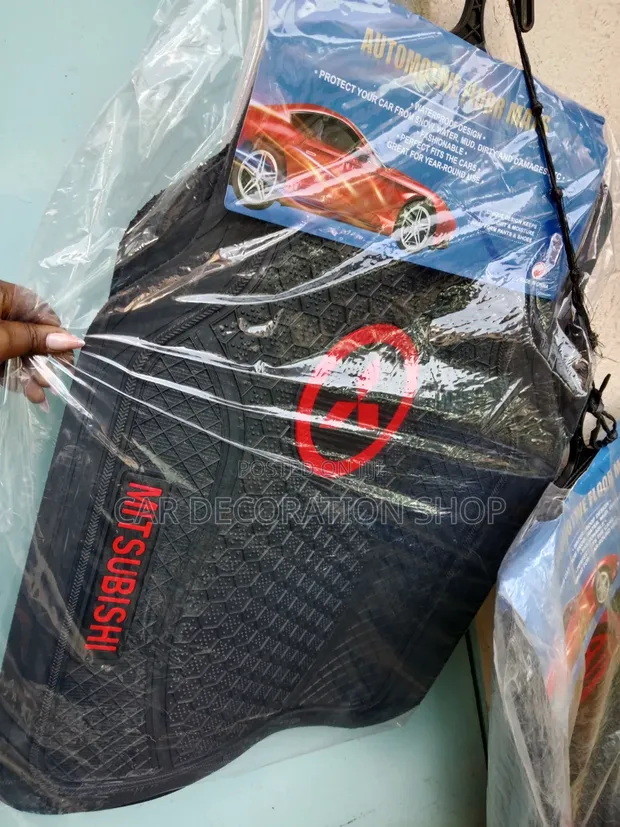 5pc Mitsubishi Floor Mats Zenye Michirizi Mwekundu - 1