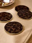 5pcs Handcrafted Marble Gold Round Serving Plates Mats - 2