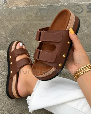 Sandals za Wedge za Ngozi Nyeusi za Wanawake - Size 37-42