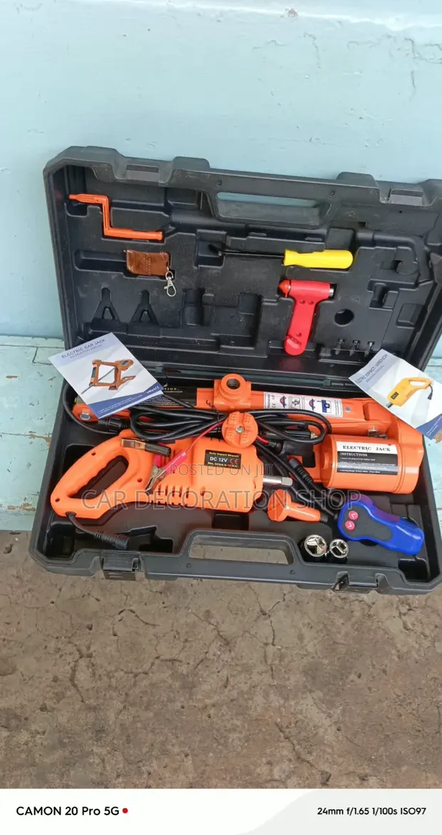 Electric 3 Ton Floor Jack with Tire Impact Wrench - 1