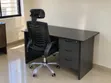 Gray Office Desk with 3 Drawers and Ergonomic Chair - 3