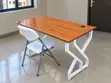 Modern Wooden Office Desk with White Metal Frame - 3