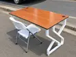 Modern Wooden Office Desk with White Metal Frame - 4