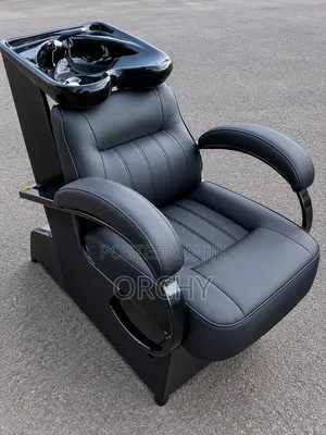 Black Leather Salon Washing Chair