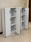 Kabati la Ofisi Nyeupe la Mbao lenye Milango Inayofungwa - 2