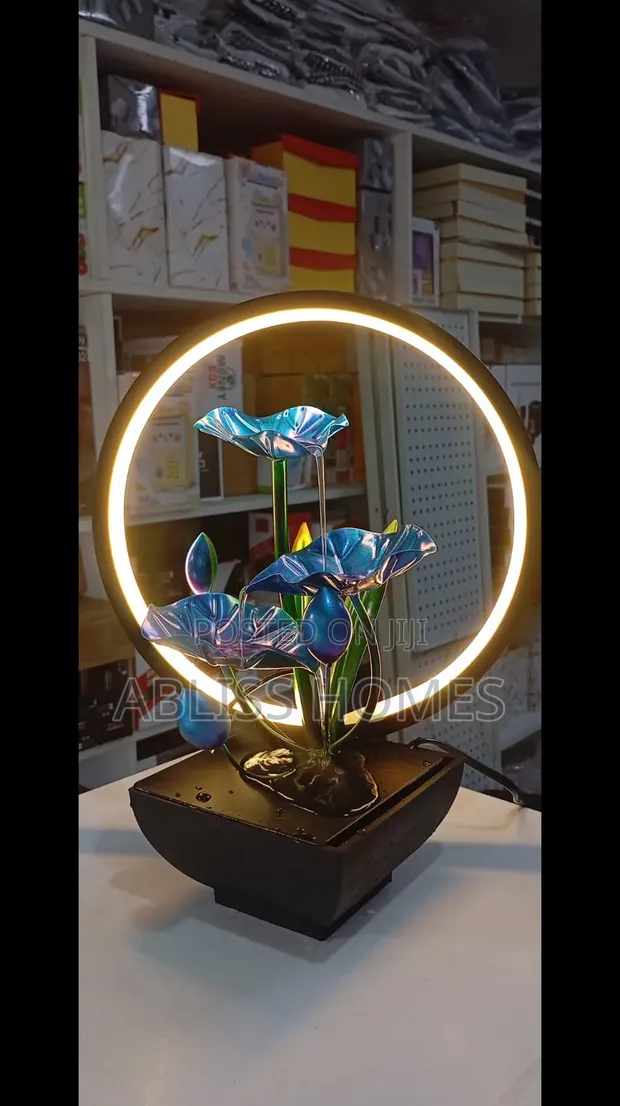 Tabletop Water Fountain with LED Ring Lights - 1