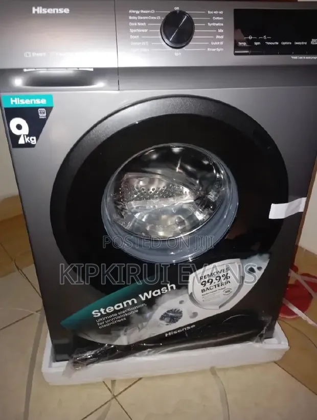 Hisense 9KG Front Load Washing Machine yenye Steam Wash - 1