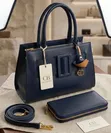 Set ya Mkoba na Wallet ya Wanawake ya Ubora wa Juu Rangi ya Navy Blue 2-in-1 - 3
