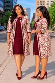 Fitting Plain Dress with Long Flowered Cover Up - 3