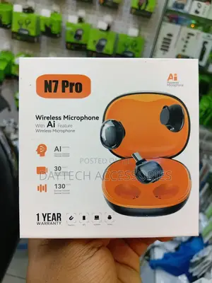 N7 Pro AI Noise Cancelling Wireless Microphone - Black