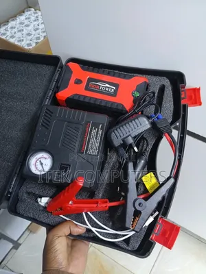 Rechargeable 12V Car Booster with Smart Clamps & Air Pump