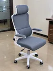 Kiti cha Ofisi cha Ergonomic cha Kijivu chenye Headrest - 5