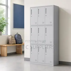9-Door Metal Gym/Home Locker - White