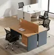 Custom 2-Way Wooden Workstation with Storage - 1