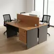 Custom 2-Way Wooden Workstation with Storage - 2