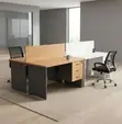 Custom 2-Way Wooden Workstation with Storage - 3