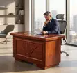 120cm Mahogany Finish Office Desk - 3