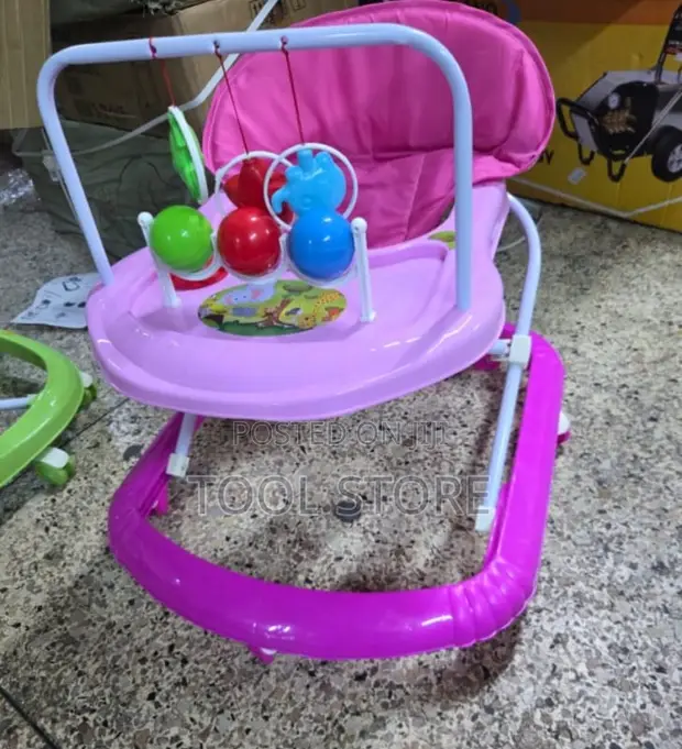 Pink Baby Walker with Interactive Toys - 1