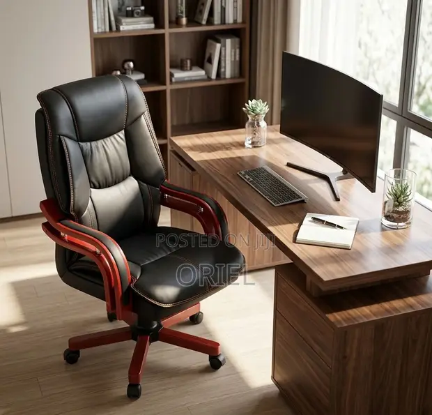 Executive Office Chair - Black Leather - 1