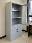 Kabati la Ofisi la Metaliki la Kijivu lenye Mlango wa Kioo - 5