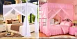 Beautiful 4-Post Mosquito Nets with Lace - Multiple Colours - 2