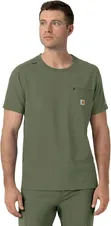 Carhartt Olive Men's Crew Neck Scrub Top - XL - 2