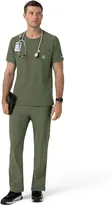 Carhartt Olive Men's Crew Neck Scrub Top - XL - 4