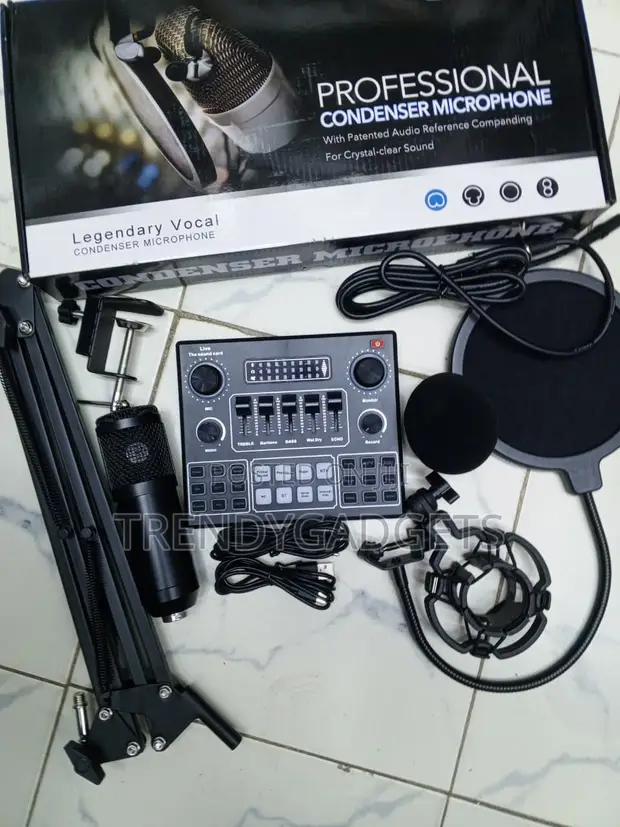 Legendary Vocal BM800 Podcast Mic Kit with V9 Audio Mixer - 1
