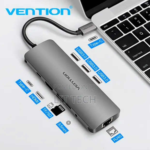 Vention CNCHB USB-C Hub HDMI/USB3.0/RJ45/PD 0.15M - 1