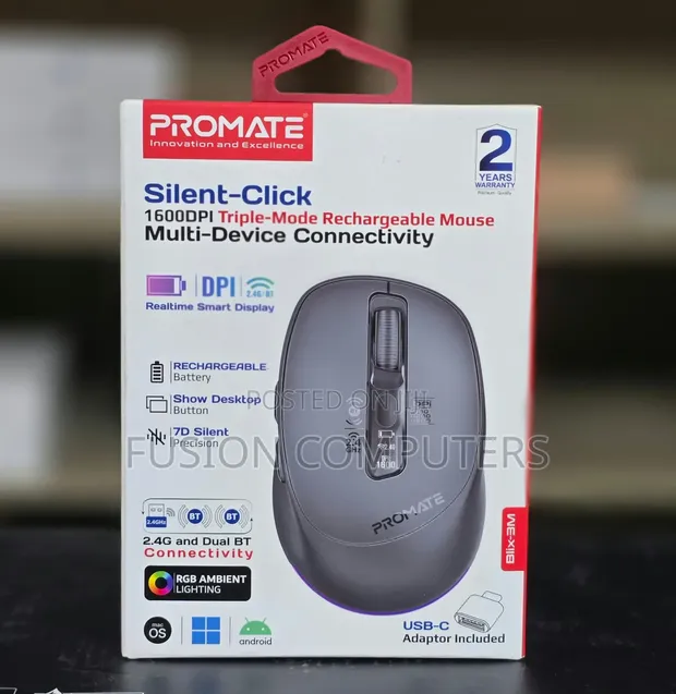 Promate Blix-3M Triple-Mode Wireless Mouse - 1